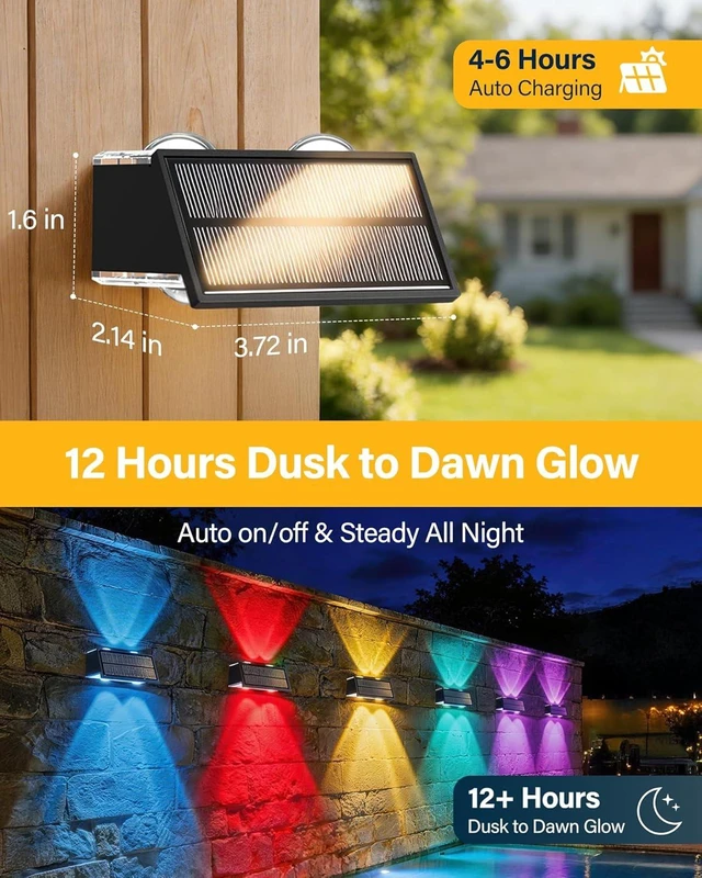Alt view image 3 of 7 - Solar Fence Lights Outdoor, 10 Pack Fence Solar Lights Waterproof