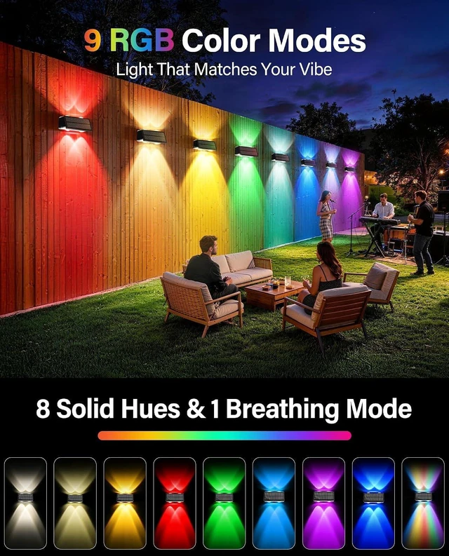 Alt view image 5 of 7 - Solar Fence Lights Outdoor, 10 Pack Fence Solar Lights Waterproof