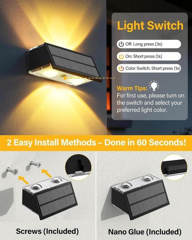 Alt view image 7 of 7 - Solar Fence Lights Outdoor, 10 Pack Fence Solar Lights Waterproof