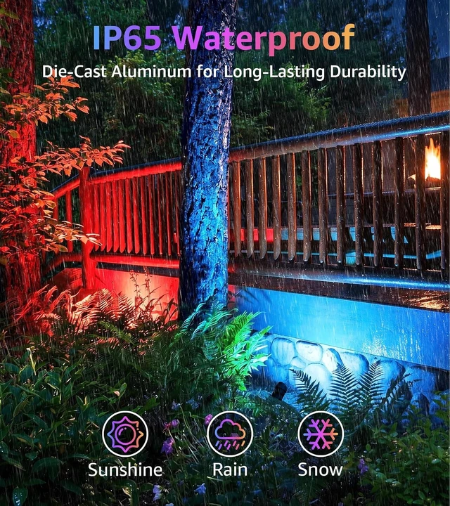Alt view image 3 of 7 - SUNVIE RGBW Halloween Spotlights Outdoor 12W LED Plug in Landscape Lights