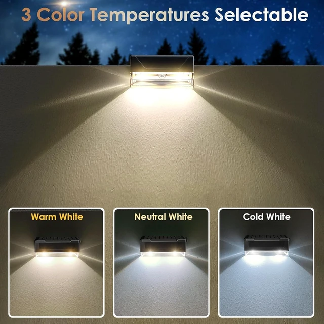 Alt view image 3 of 6 - Solar Fence Lights Outdoor3000/4000/6000K 3 Mode Fence Light Solar Powered