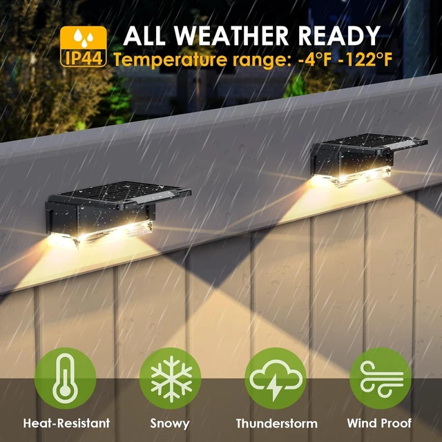 Alt view image 5 of 6 - Solar Fence Lights Outdoor3000/4000/6000K 3 Mode Fence Light Solar Powered