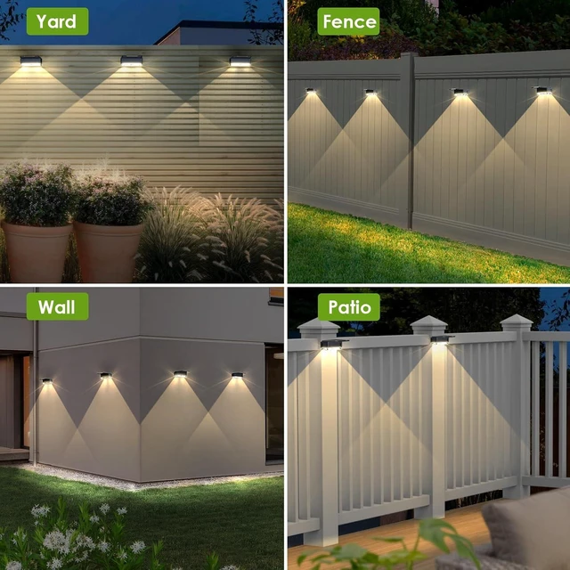 Alt view image 6 of 6 - Solar Fence Lights Outdoor3000/4000/6000K 3 Mode Fence Light Solar Powered