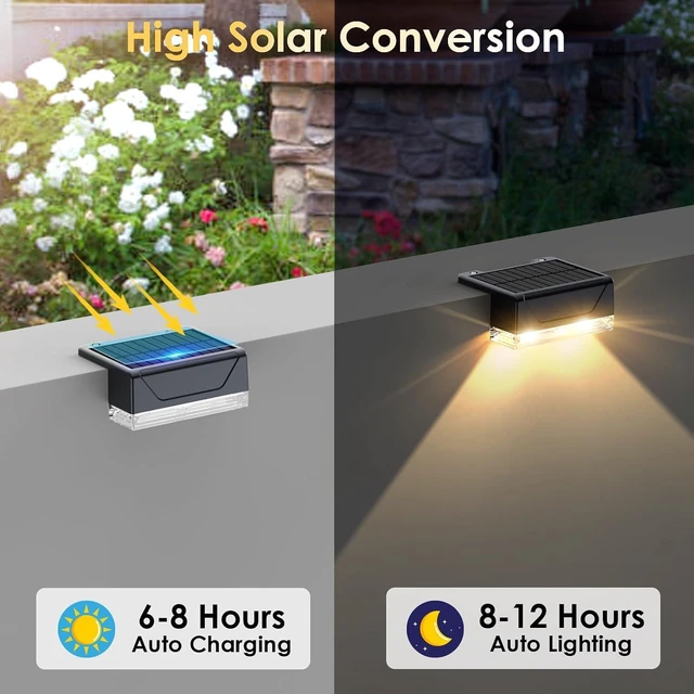 Alt view image 4 of 6 - Solar Fence Lights Outdoor3000/4000/6000K 3 Mode Fence Light Solar Powered