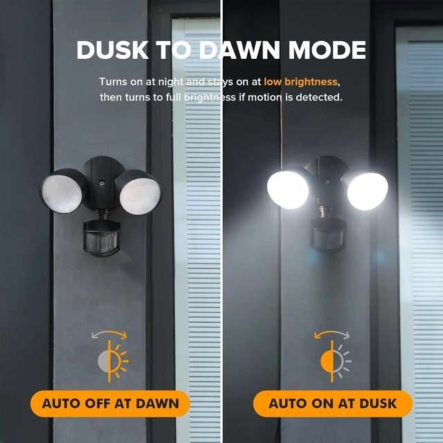Alt view image 3 of 7 - UME 2 Pack 32W 3500 Lumen LED Security Lights Motion Sensor Light Outdoor, 5000K Daylight, IP65 Waterproof, Dusk to Dawn, Motion Detector Flood Light for Garage, Yard, Porch-Black