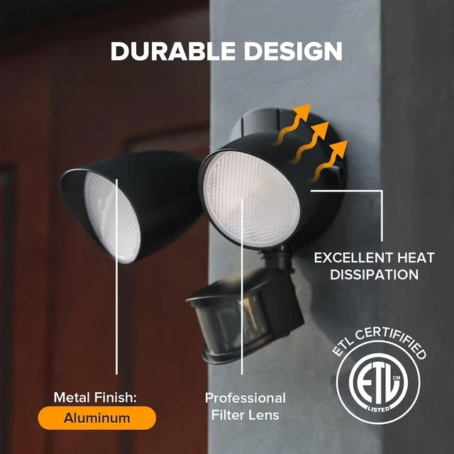Alt view image 7 of 7 - UME 2 Pack 32W 3500 Lumen LED Security Lights Motion Sensor Light Outdoor, 5000K Daylight, IP65 Waterproof, Dusk to Dawn, Motion Detector Flood Light for Garage, Yard, Porch-Black