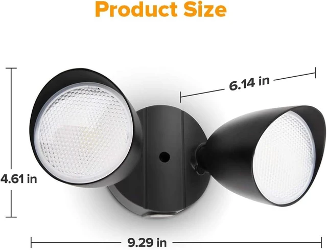Alt view image 7 of 7 - LUTEC 6222B-D2D 3500 Lumen 32 Watt Dusk to Dawn Dual-Head Flood Light Outdoor Waterproof Exterior Security Floodlight Light, Full Metal Design for Patio, Garden, Yard-Black