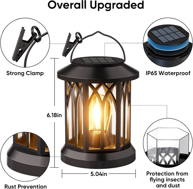 Alt view image 3 of 7 - Hanging Solar Lanterns Outdoor Waterproof: 2 Pack Garden Lantern Decorative