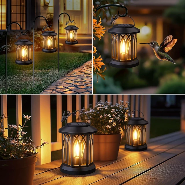 Alt view image 6 of 7 - Hanging Solar Lanterns Outdoor Waterproof: 2 Pack Garden Lantern Decorative