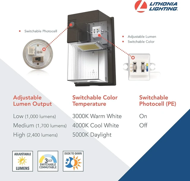 Alt view image 3 of 7 - Lithonia Lighting 7" Mini LED Wall Pack Outdoor Light Dusk to Dawn