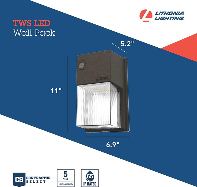 Alt view image 4 of 7 - Lithonia Lighting 7" Mini LED Wall Pack Outdoor Light Dusk to Dawn