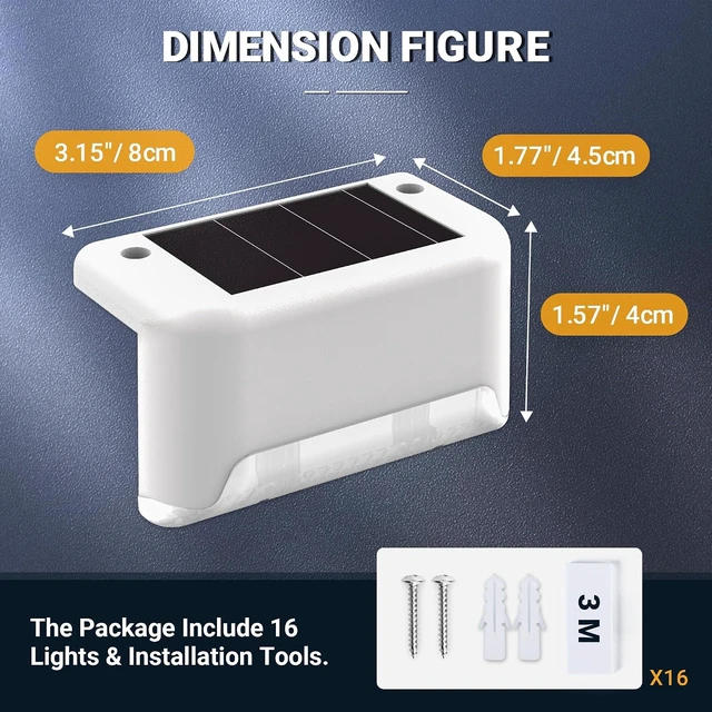 Alt view image 6 of 6 - SOLPEX Solar Fence Lights Outdoor 16 Pack, Waterproof Led, Warm White