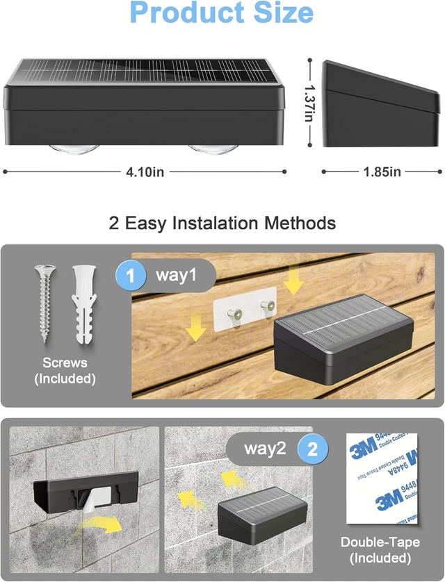Alt view image 6 of 7 - JOFIOS Fence Lights Solar Powered with Remote 12 Pack, Warm White, Cool White and RGB Color Glow LED Solar Lights Outdoor, Dusk to Dawn Solar Fence Lights for Patio, Backyard, Railing, Deck, and Wall