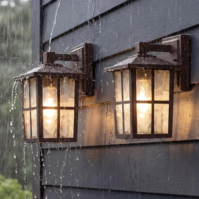 Main image of KDG Brown Outdoor Waterproof Modern Patio Wall Light Fixtures Set of 2