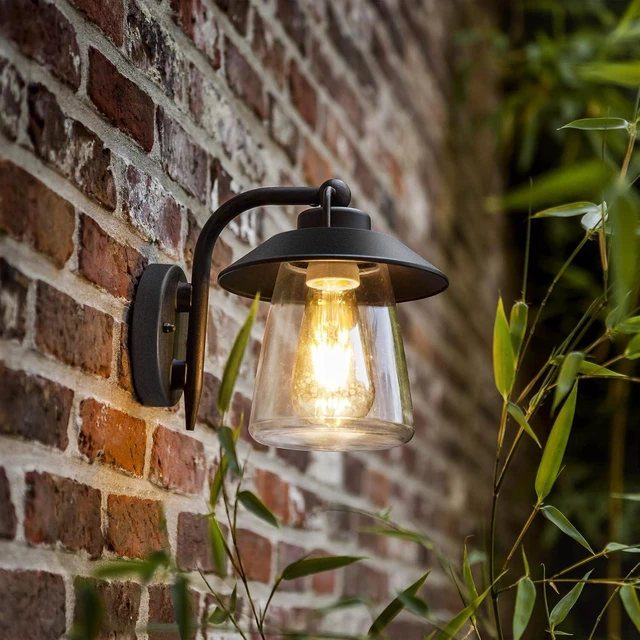 Main image of LUTEC Outdoor Indoor Wall Lantern, Farmhouse Barn Wall Sconce Lighting Fixture,Matte Black Finish Anti-Rust Wall Mount Light, Waterproof Wall lamp with Clear Glass for Porch, Exterior, Patio