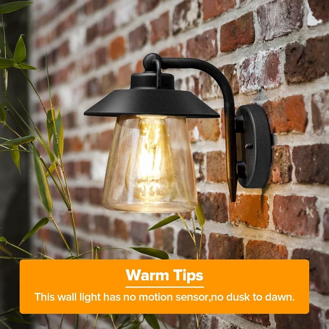 Alt view image 5 of 6 - LUTEC Outdoor Indoor Wall Lantern, Farmhouse Barn Wall Sconce Lighting Fixture,Matte Black Finish Anti-Rust Wall Mount Light, Waterproof Wall lamp with Clear Glass for Porch, Exterior, Patio