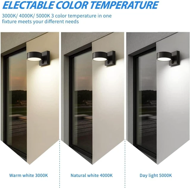 Alt view image 3 of 6 - Motion Sensor Outdoor Lights, Aluminum Outdoor Wall Sconce, LED Porch Lights, Exterior Lighting fixtures, Waterproof 3000K/4000K/5000K Front Porch Light for Garage Enterway