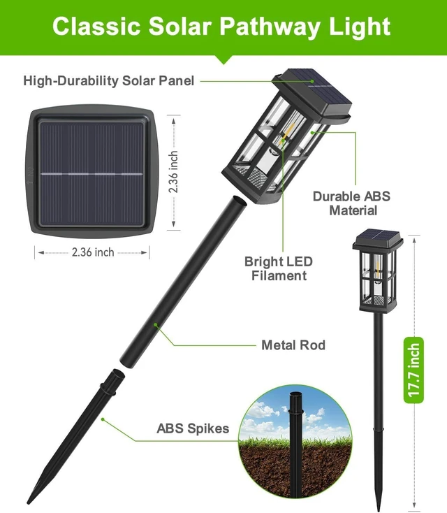 Alt view image 2 of 7 - Ahaorigin 8 Pack Solar Pathway Lights Outdoor, 2 Lighting Modes Waterproof Solar Lights Outdoor, Brighter Up to 15Hrs Outdoor Path Lights for Yard Garden Walkway Driveway Sidewalk