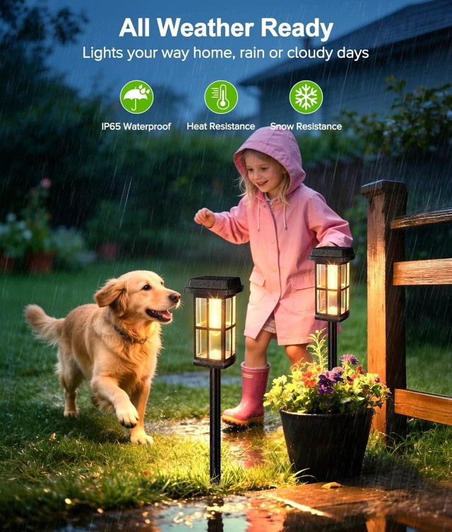 Alt view image 7 of 7 - Ahaorigin 8 Pack Solar Pathway Lights Outdoor, 2 Lighting Modes Waterproof Solar Lights Outdoor, Brighter Up to 15Hrs Outdoor Path Lights for Yard Garden Walkway Driveway Sidewalk