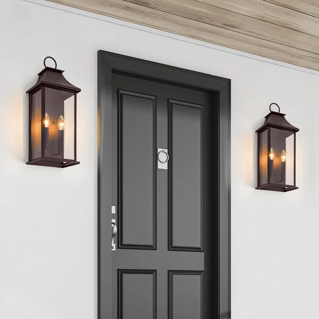 Alt view image 7 of 7 - Dusk to Dawn Outdoor Wall Sconces 2-Light, 20.6", Bronze