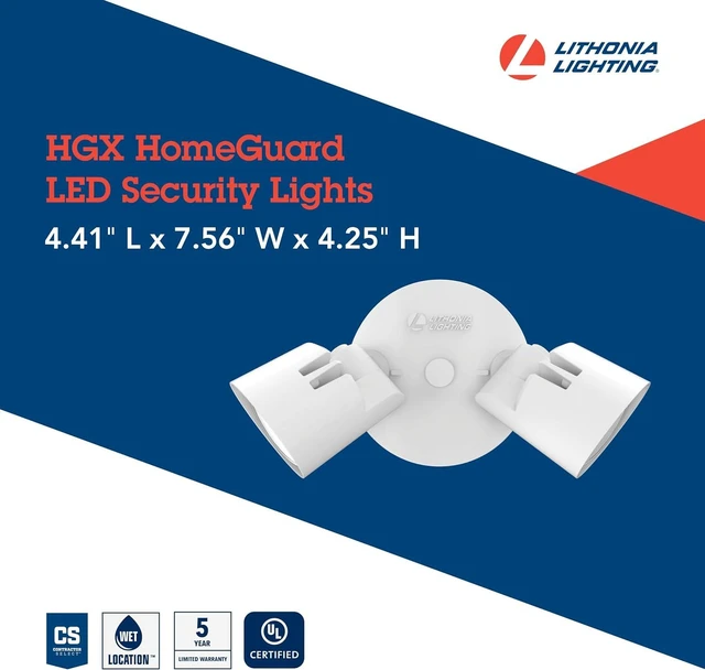 Alt view image 5 of 7 - Lithonia Lighting HomeGuard 2-Light LED Outdoor Flood Lights, 4000K, Bronze