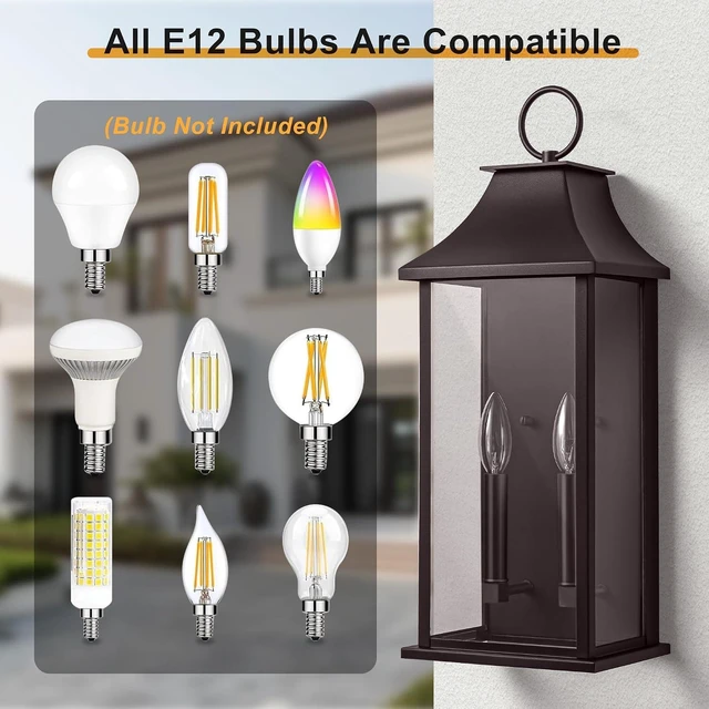 Alt view image 6 of 7 - Dusk to Dawn Outdoor Wall Sconces 2-Light, 20.6", Bronze