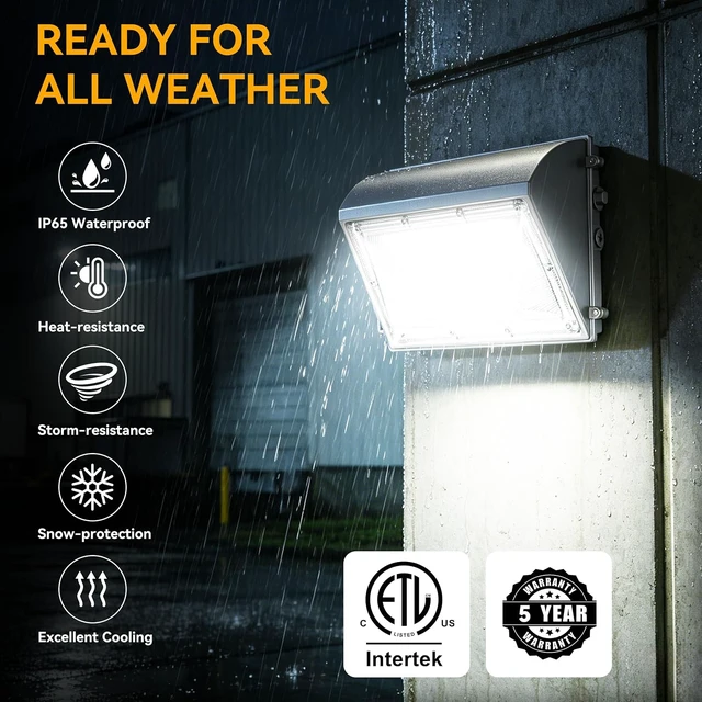 Alt view image 4 of 7 - 60W LED Wall Pack Light with Dusk to Dawn Photocell, 7800LM, 5000K
