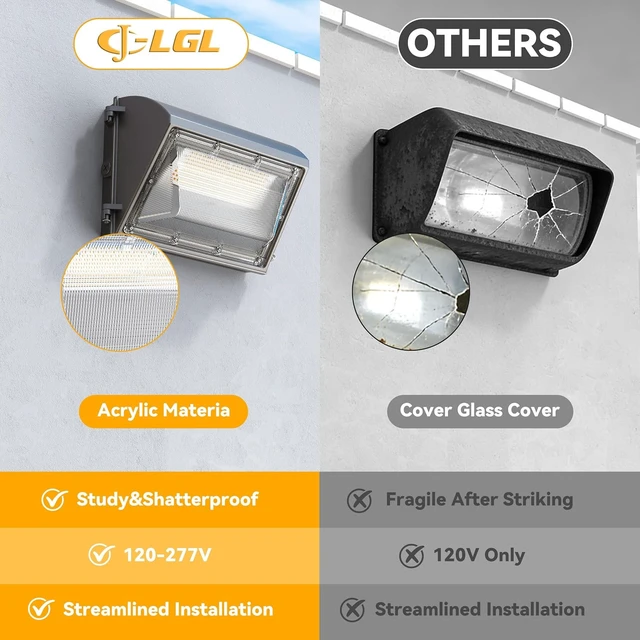 Alt view image 6 of 7 - 60W LED Wall Pack Light with Dusk to Dawn Photocell, 7800LM, 5000K