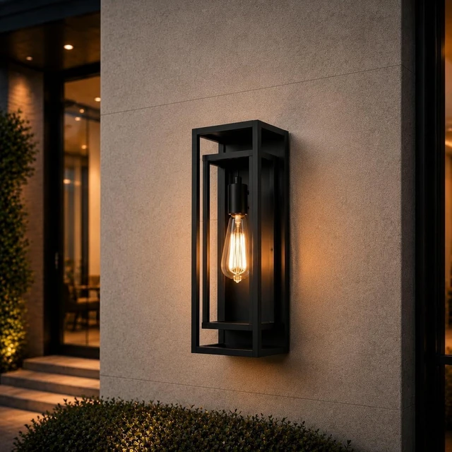Main image of 18 Inch 1 Pack Outdoor Wall Lantern Light FixtureLarge Black Exterior Wall Sconce with Clear Glass | Waterproof Anti-Rust Porch Light with E26 Socket for Entryway, Patio, Garage