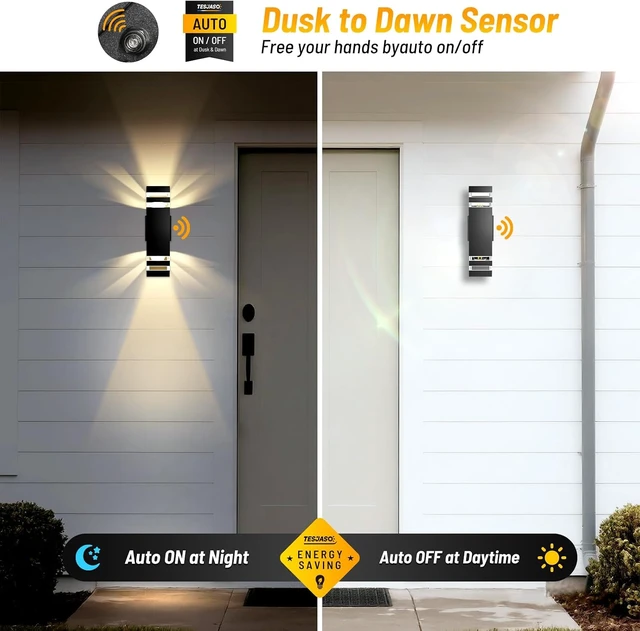 Alt view image 2 of 7 - Outdoor Wall Sconce 2-Pack, Outdoor Lights with Dusk to Dawn Sensor