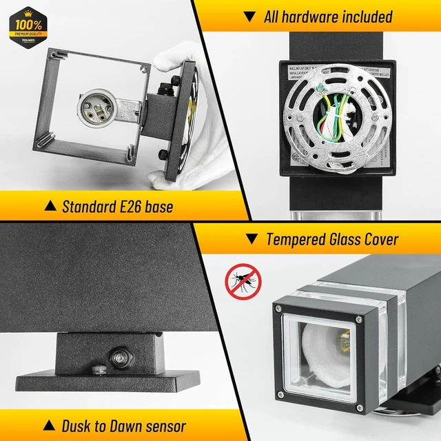 Alt view image 5 of 7 - Outdoor Wall Sconce 2-Pack, Outdoor Lights with Dusk to Dawn Sensor