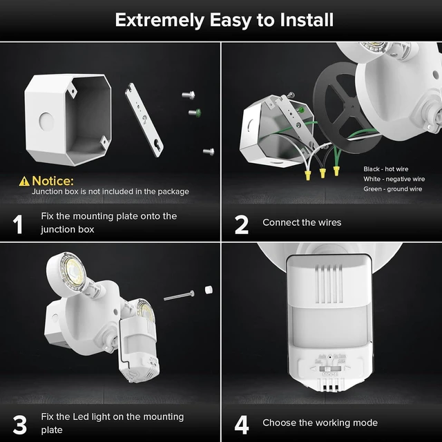 Alt view image 7 of 7 - SANSI Upgraded 25W 3000LM Motion Sensor Outdoor Lights, Security Light