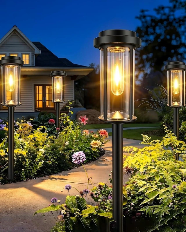 Main image of DERAYSION 8 Pack Solar Pathway Lights Outdoor 21" LED Solar Garden Lights