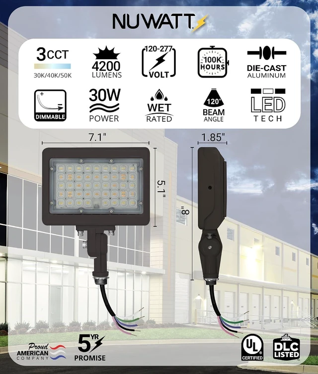 Alt view image 2 of 7 - NUWATT 30W Bronze Dimmable LED Flood Light Waterproof for Outdoor Patio, UL