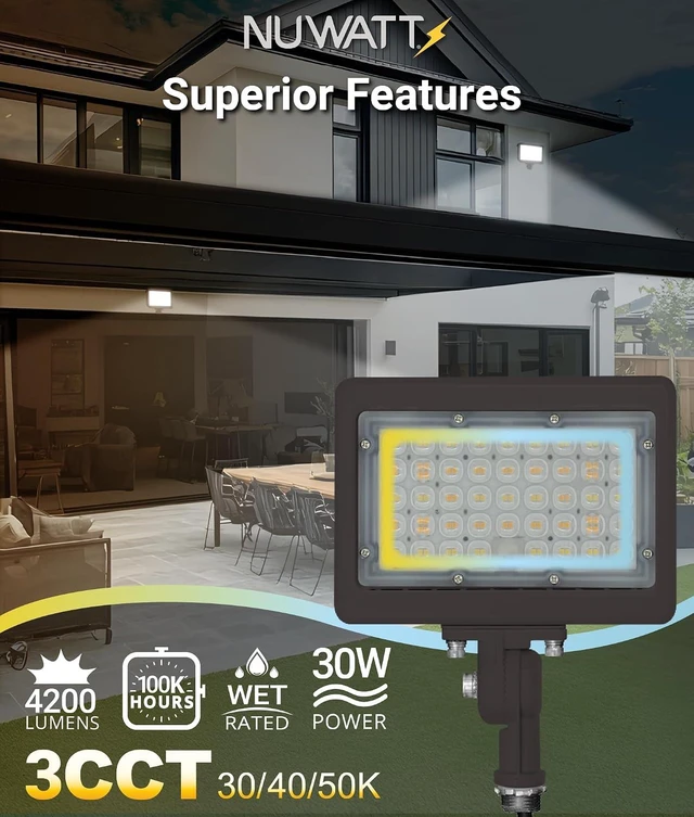 Alt view image 4 of 7 - NUWATT 30W Bronze Dimmable LED Flood Light Waterproof for Outdoor Patio, UL