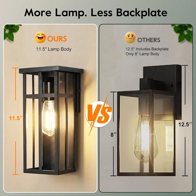 Alt view image 2 of 7 - BesLowe Outdoor Wall Light Fixtures, Modern Black Porch Wall Lanterns
