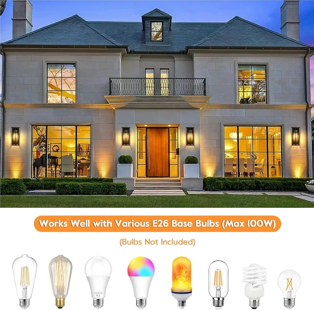 Alt view image 4 of 7 - BesLowe Outdoor Wall Light Fixtures, Modern Black Porch Wall Lanterns