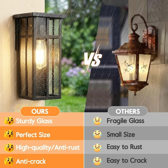 Alt view image 5 of 7 - BesLowe Outdoor Wall Light Fixtures, Modern Black Porch Wall Lanterns