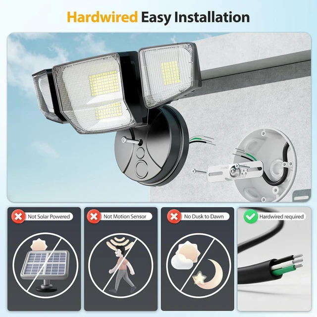 Alt view image 2 of 7 - Onforu 90W Flood Lights Outdoor, 10000LM Ultra Bright 4-Head LED Security Light with Switch Control, IP66 Waterproof 6500K Exterior Lights for Yard Garage Patio