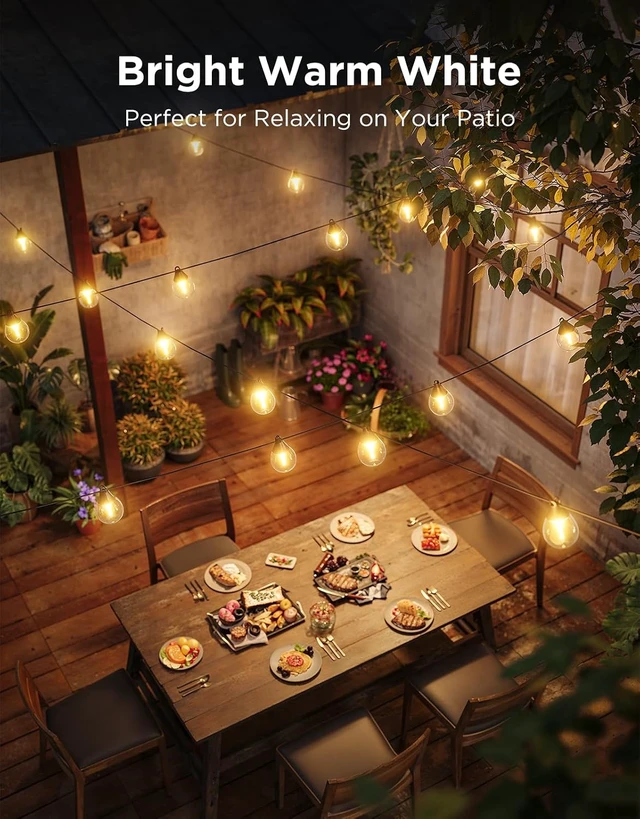 Alt view image 6 of 7 - Govee Clear Bulb Outdoor String Lights, 144ft IP67 Patio & Backyard Lights