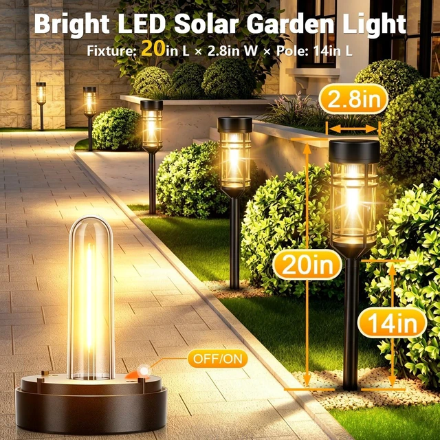 Alt view image 3 of 6 - Amzarp 8 Pack Solar Garden Lights, Outdoor Bright LED Solar Pathway Lights