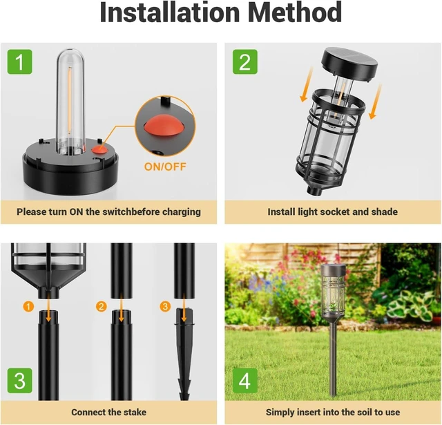 Alt view image 6 of 6 - Amzarp 8 Pack Solar Garden Lights, Outdoor Bright LED Solar Pathway Lights