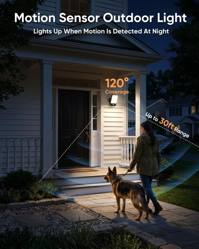 Alt view image 2 of 7 - Rechargeable Battery Operated Outdoor Wall Lights, 10000mAh Motion Sensor