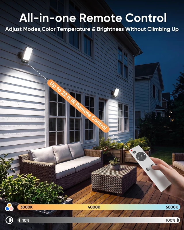 Alt view image 6 of 7 - Rechargeable Battery Operated Outdoor Wall Lights, 10000mAh Motion Sensor