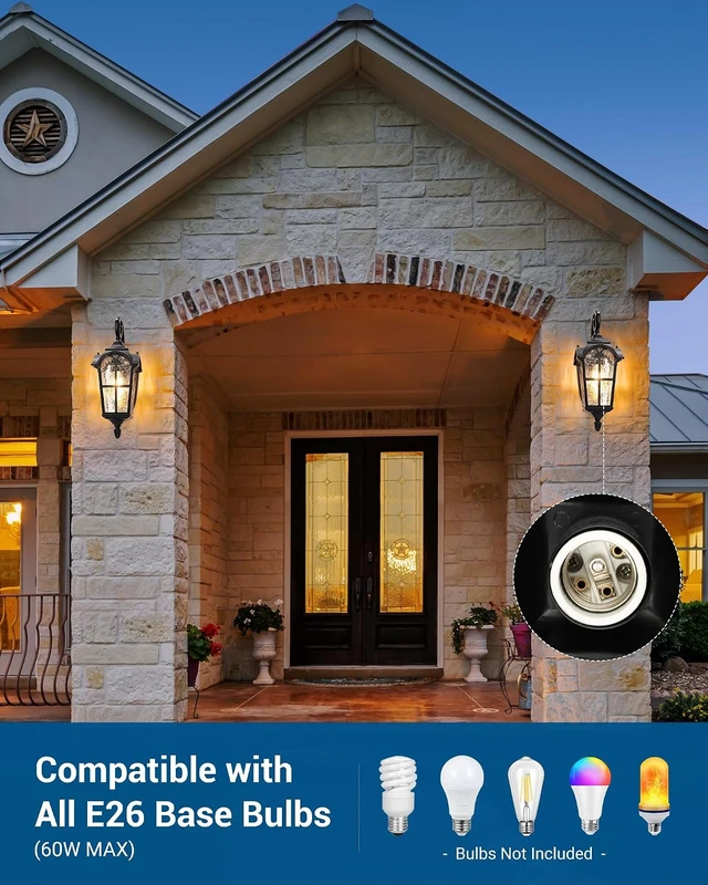 Alt view image 4 of 7 - DEWENWILS 17.7" Outdoor Wall Lights, Black Roman Waterproof Porch Lantern