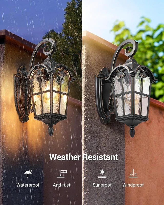 Alt view image 5 of 7 - DEWENWILS 17.7" Outdoor Wall Lights, Black Roman Waterproof Porch Lantern
