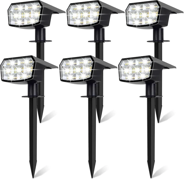Main image of 6-Pack Solar Spot Lights Outdoor Waterproof, Landscape Spotlight Cool White