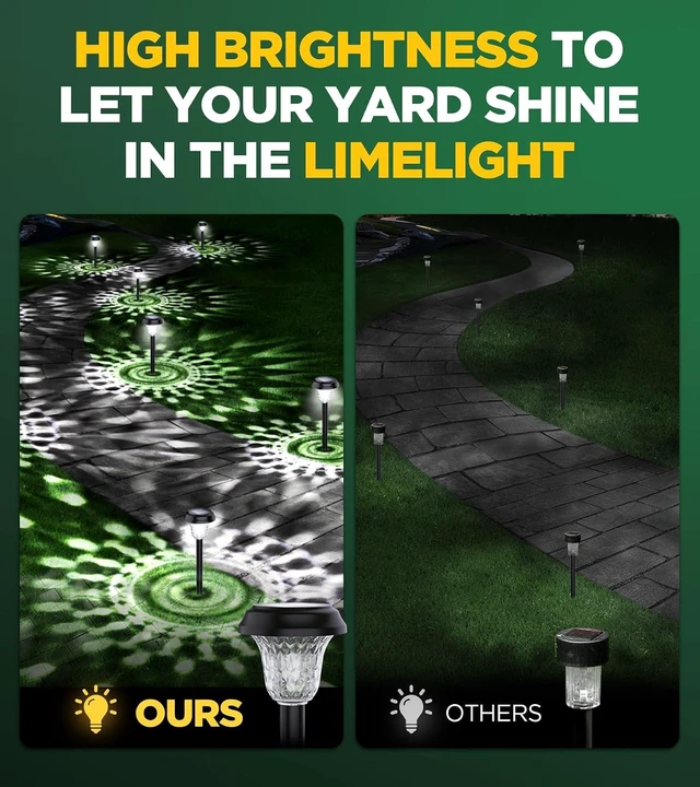 Alt view image 3 of 6 - 10 Pack Ultra Bright Solar Lights Outdoor Waterproof, from Dusk to Dawn Up to 12H Outdoor Solar Lights, Auto On/Off Solar Powered Garden Pathway Lights, Landscape Lighting Decorative for Yard, Patio