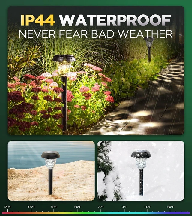 Alt view image 4 of 6 - 10 Pack Ultra Bright Solar Lights Outdoor Waterproof, from Dusk to Dawn Up to 12H Outdoor Solar Lights, Auto On/Off Solar Powered Garden Pathway Lights, Landscape Lighting Decorative for Yard, Patio
