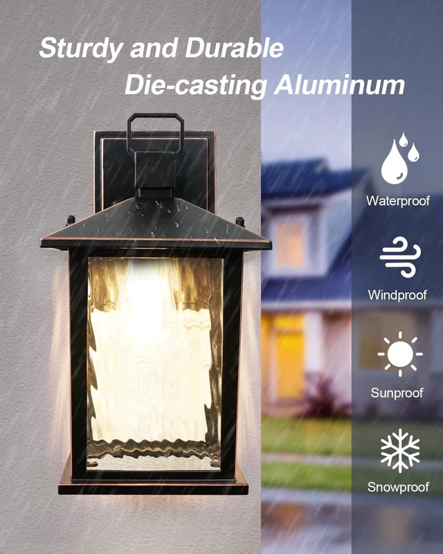 Alt view image 3 of 6 - Oil-Rubbed Bronze Outdoor Wall Light, 12'' Porch Light Aluminum